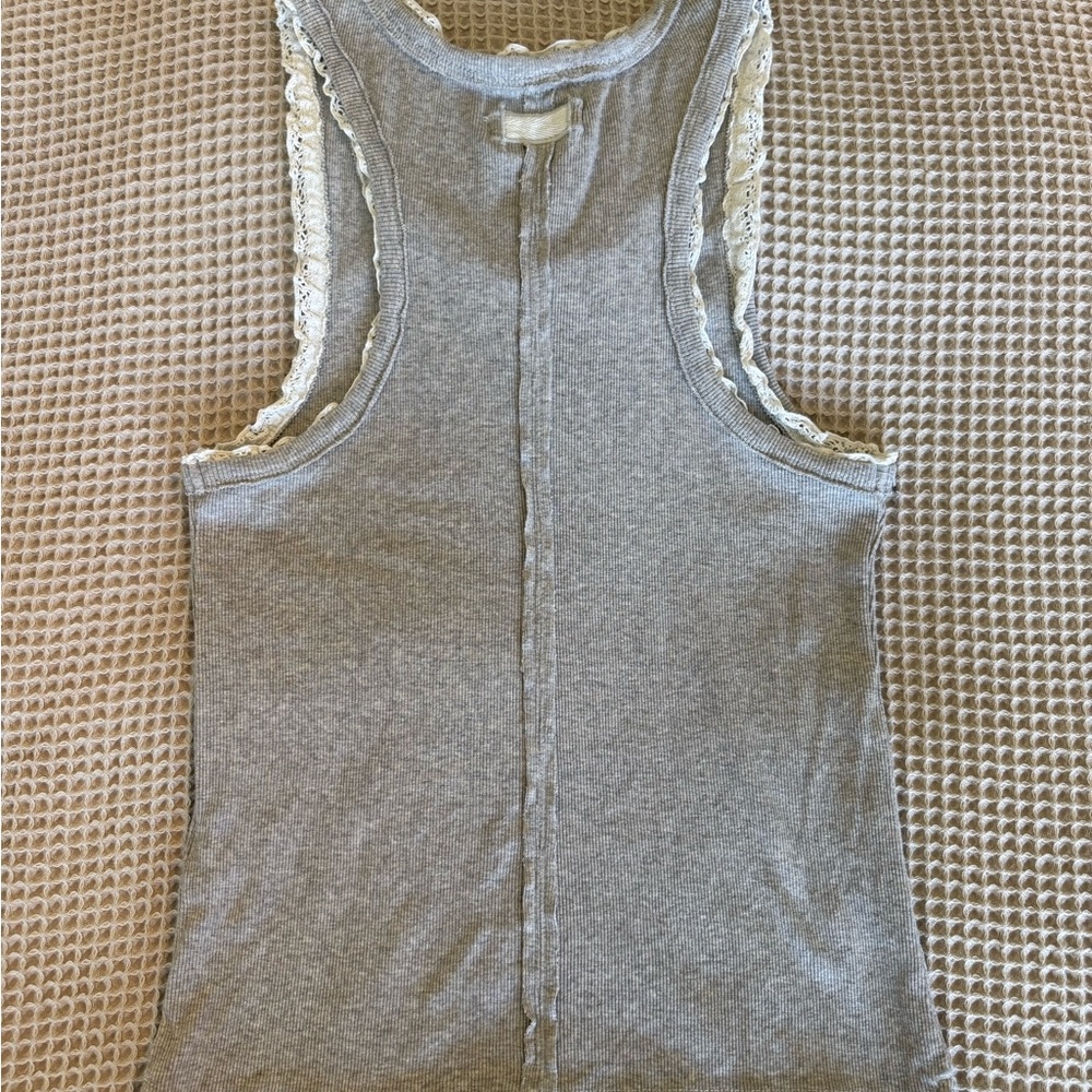 We The Free Gray Lace Trim Tank Top - Picture 2 of 3